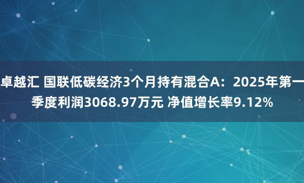 卓越汇 国联低碳经济3个月持有混合A：2025年第一季度利润3068.97万元 净值增长率9.12%